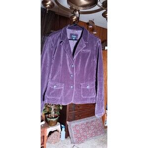 American Eagle size XL dark purple velvet blazer jacket waist length